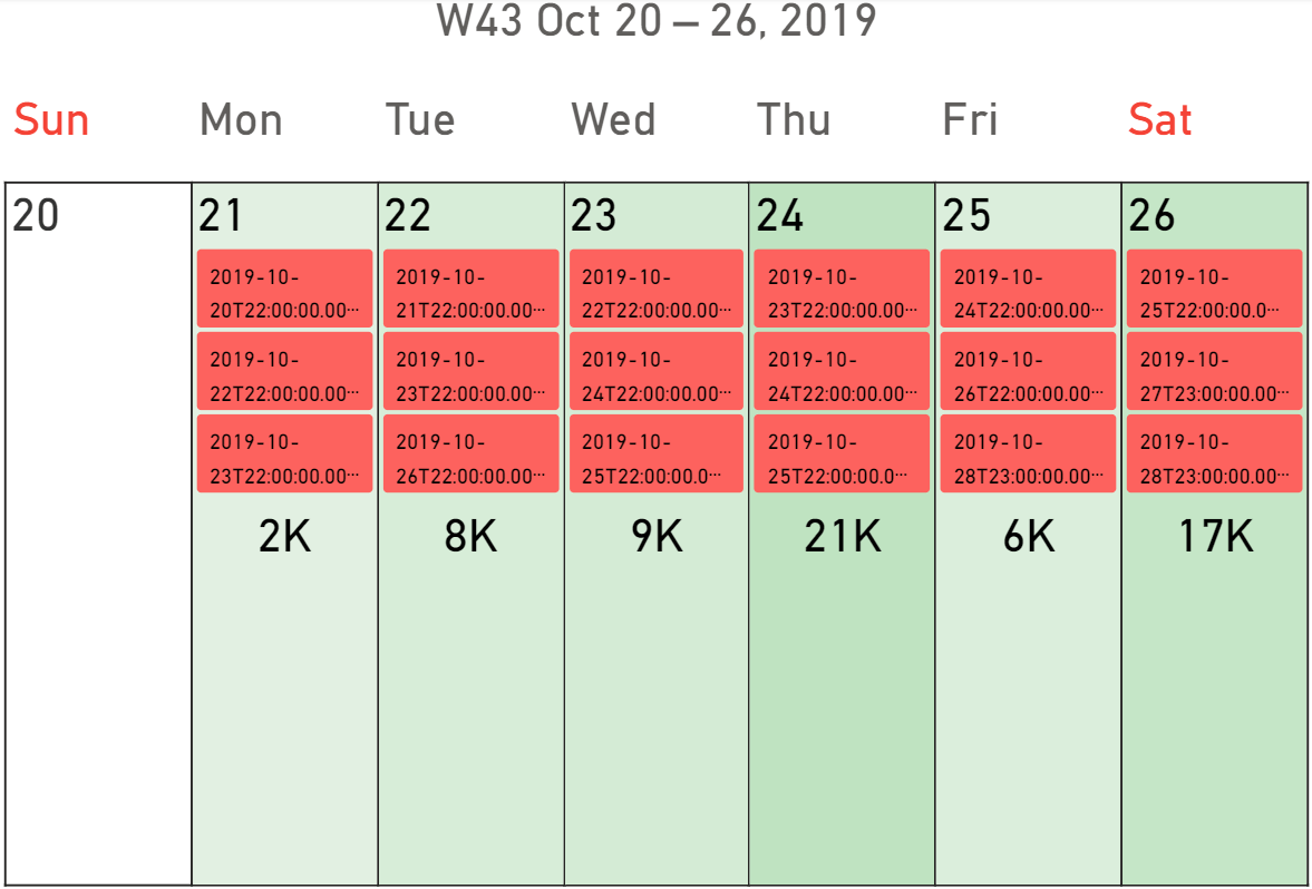 Events in Calendar pro