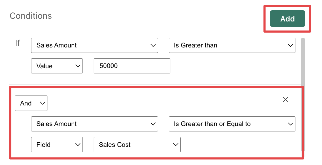 Multiple conditions in the same rule