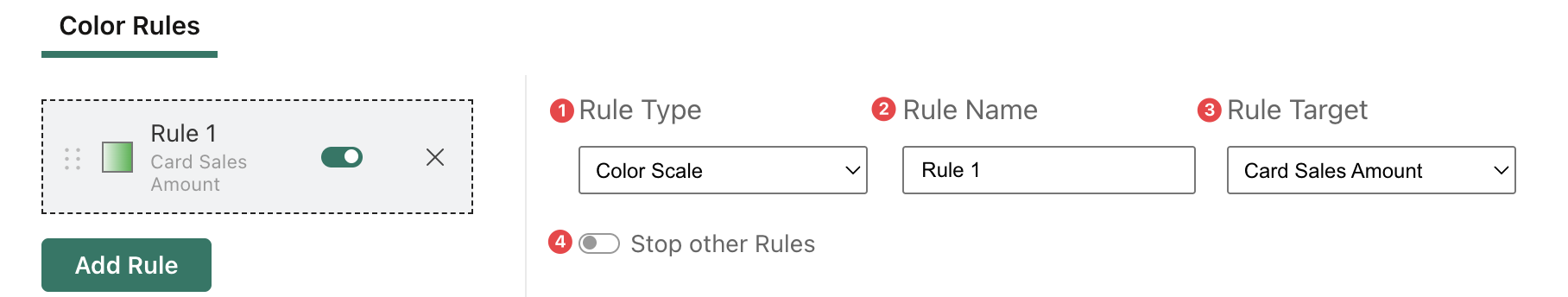 The rule settings section